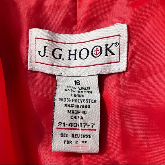 JG Hook Candy Apple Red Women Vintage Linen Blazer size 12 EUC - Picture 4 of 6